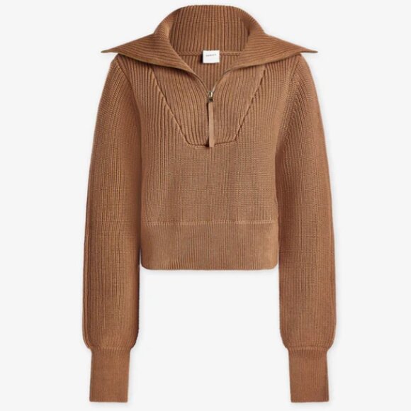 Varley Mentone Half-Zip Knit Chunky Oversized Pullover, Golden Brown, Large - Picture 3 of 6